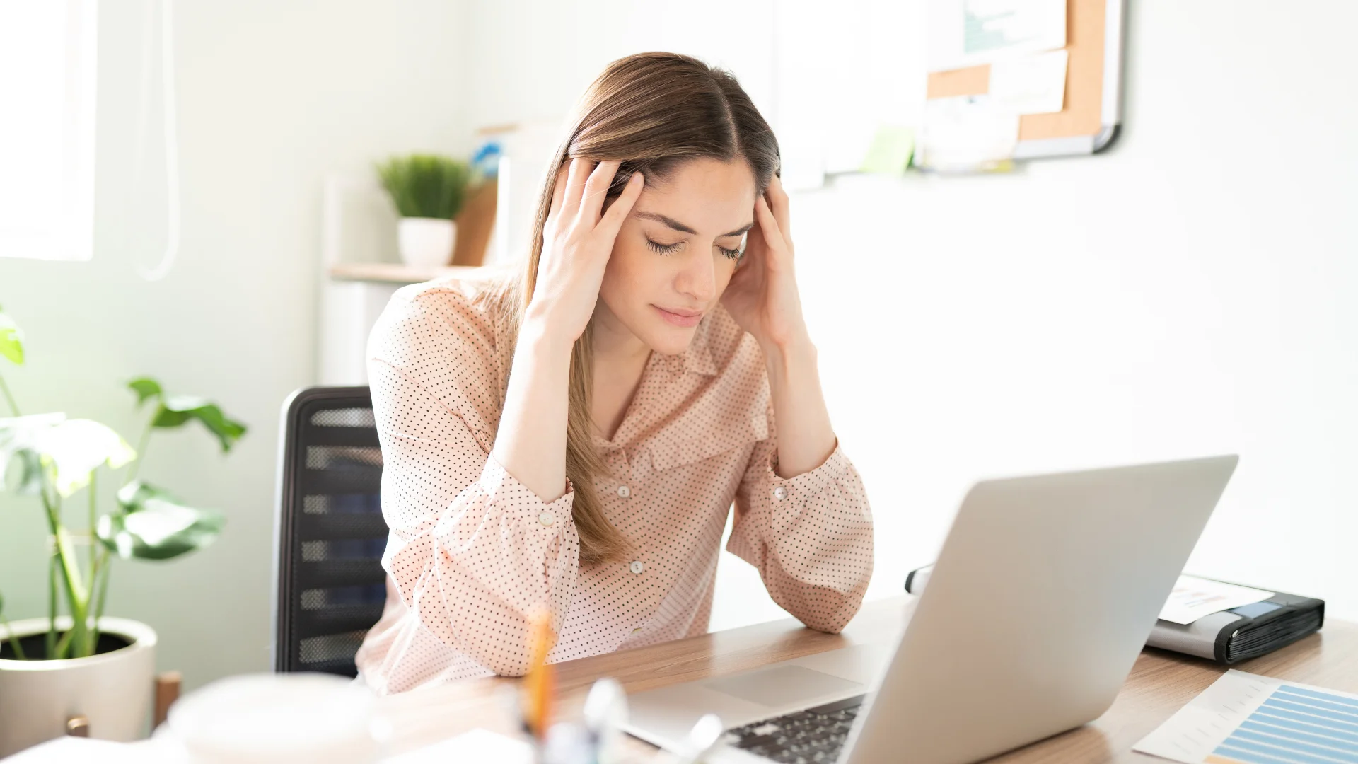 Woman Feels Stress in Workplace