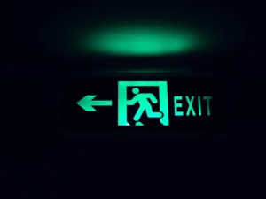 Close-up of an Illuminated Exit Sign